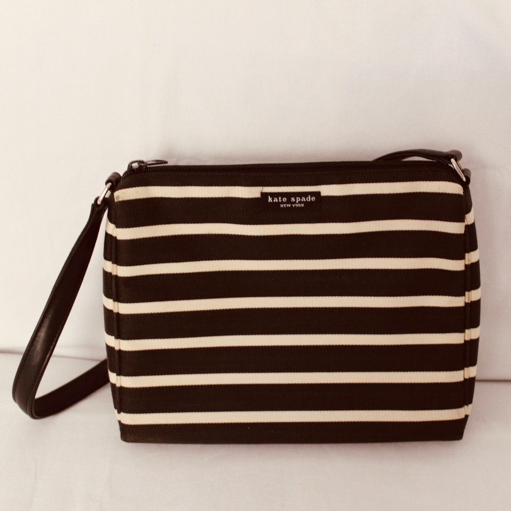 Kate Spade New York Black and White Striped Small